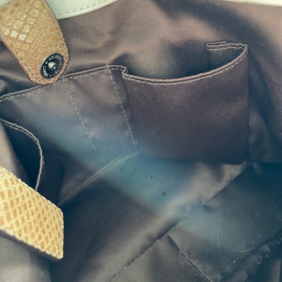 COACH Penelope Ivory Leather Brown Snakeskin Carryall Tote Bag - Picture 6 of 8